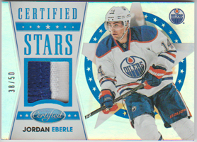 2012-13 Panini Certified Jordan Eberle Oilers 38/50 CERTIFIED STARS MIRROR BLUE