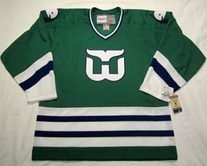 Hartford Whalers GREEN Vintage Replica Jersey, CCM 550