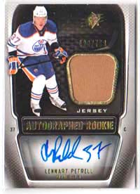 2011-12 SPx #199 Lennart Petrell Oilers JERSEY AUTO RC