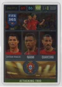 2017 Panini FIFA 365 ATTACKING TRIO #405. Cristiano Ronaldo-Nani-Quaresma (Portugal