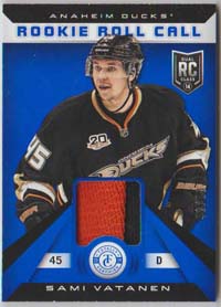2013-14 Panini Totally Certified Rookie Roll Call BLUE  42/50 AUTO JERSEYS  #RR-SV Sami Vatanen RC Ducks