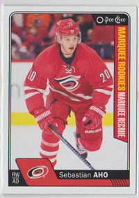 2016-17 O-Pee-Chee #687 Sebastian Aho RC MARQUEE ROOKIE Hurricanes