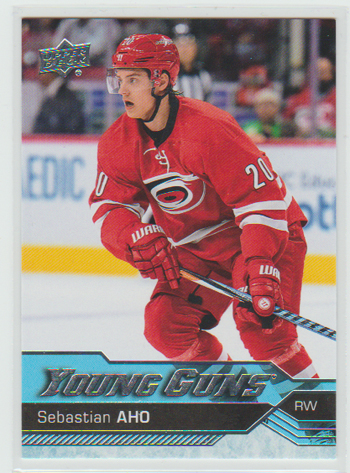 2016-17 Upper Deck #210 Sebastian Aho Hurricanes Young Guns RC