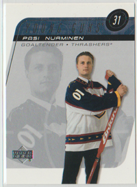 2002-03 Upper Deck #197 Pasi Nurminen (G) Thrashers Young Guns  SP RC