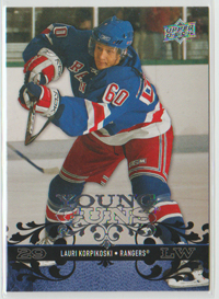 2008-09 Upper Deck #230 Lauri Korpikoski Rangers Young Guns SP RC