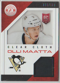 2013-14 Totally Certified Clear Cloth Jerseys RED 091/100 #CLOM Olli Määttä Penguins RC