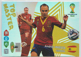 BONUS 45,00€,  2014 Panini Fifa World Cup Brasil  Andres Iniesta Top Master