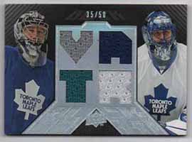 2008-09 UD Black Vesa Toskala (G) - Andrew Raycroft (G) 35/50 DUAL Game Jerseys #BDJ2-RT