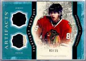 2011-12 Artifacts Hockey Treatsured Swatches EMERALD 03/35 Patrick Kane Blackhawks #TS-PK