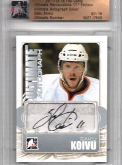 2011-12 ITG Ultimate Memorabilia AUTOGRAPH SILVER 07/19 Saku Koivu Anaheim Ducks
