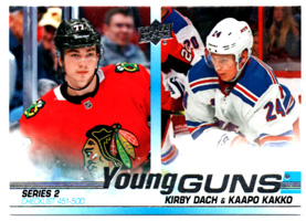 2019-20 Upper Deck Series 2 YOUNG GUNS CL #500 Kirby Dach-Kaapo Kakko RC Rangers CL