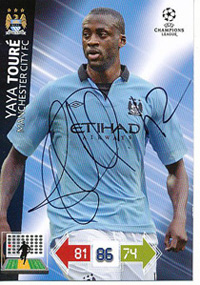 2012-13 Panini Champions League  Yaya Toure  AUTOGRAPH (Manchester City FC)