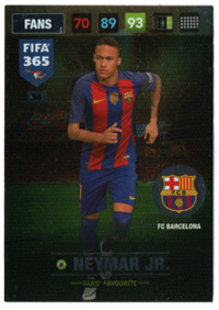 2017 Panini FIFA 365  FAN'S FAVORITE #56 Neymar Jr. (FC Barcelona)