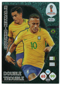2018 Panini World Cup Russia DOUBLE TROUBLE  #435 Neymar Jr. - Coutinho (Brasil)