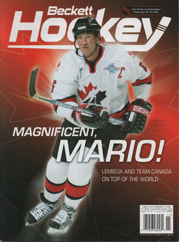 Beckett Hockey 2004 Nov. Mario Lemieux Team Canadas, Back Team Canada Game