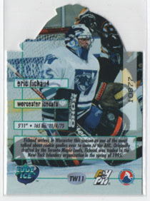 1995-96 Edge Ice THE WALL DIE-CUT Masks Eric Fichaud (G) Icecats #TW11 - Image 3