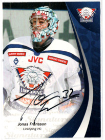 2006-07 SHL Elitset Jonas Fransson (G) Linköping SIGNATURE