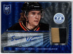2013-14 Totally Certified Rookie AUTOGRAPH Jerseys Prime Platinum BLUE 22/25 Sami Vatanen RC Ducks #154