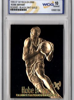 1996-97 Skybox EX-2000 23KT GOLD ROOKIE-BLACK #NNo Kobe Bryant ROOKIE Los Angeles Lakers GEM-MT 10