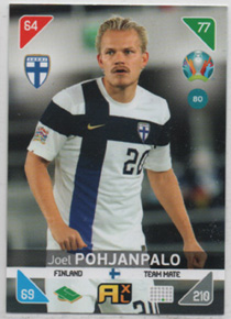 2020-21 Panini Kick Off Uefa EURO #80 Joel Pohjanpalo FINLAND