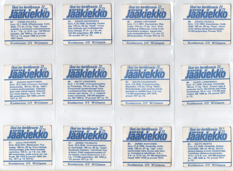 1972-73 Finnish Jääkiekko WILLIAMS Cards (RARE) - Image 14
