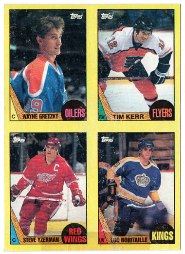 1987 Topps Wax Box Bottom Wayne Gretzky-Kerr-Yzerman-Robitaille