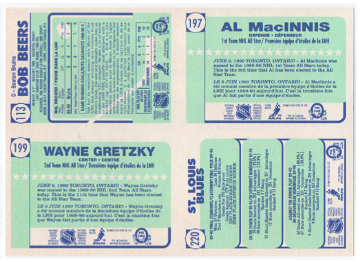 1990-91 O-Pee-Chee Wax Box Bottom Wayne Gretzky x 3 - Yvon Corriveau MINT! - Image 3