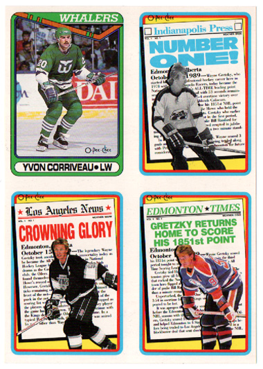 1990-91 O-Pee-Chee Wax Box Bottom Wayne Gretzky x 3 - Yvon Corriveau MINT!