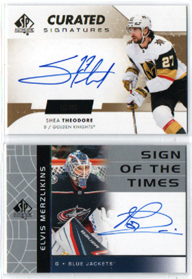 2022-23 SP Authentic Hockey SIGNATURES #2022-23 SP Authentic SIGN OF THE TIMES Elvis Merzlikins (G) Blue Jackets