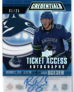 2021-22 Credentials TICKET ACCESS CLEAR CUT AUTOGRAPHS 01/25 Brock Boeser Canucks #TAA-BB