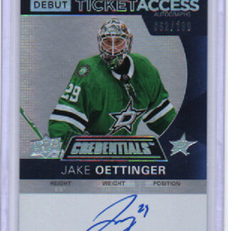 2021-22 Credentials TICKET ACCESS AUTOGRAPHS 062/199 #DTAA-JO Jake Oettinger (G) Stars