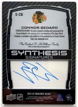 2023-24 Upper Deck Engrained Synthesis SIGNATURES Connor Bedard RC Blackhawks #S-CB - Image 3