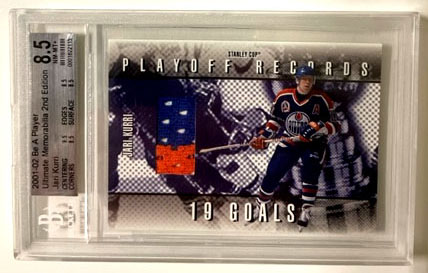 2001-02 Be A Player Memorabilia PLAYOFF RECORD 2-Color JERSEY Jari Kurri Oilers (16/50)
