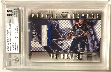 2001-02 Be A Player Memorabilia PLAYOFF RECORD 2-Color JERSEY Jari Kurri Oilers (7/50)