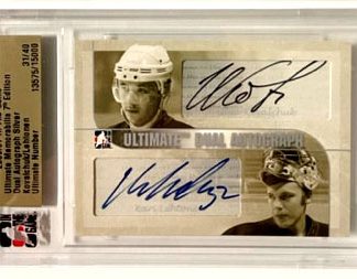 2006-07 ITG Ultimate Memorabilia DUAL AUTOGRAPH Silver Ilya Kovalchuk-Kari Lehtonen (G) Thrashers