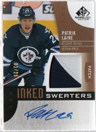 2017-18 SP Game Used INKED SWEATERS AUTO 2-Color PATCH 02/25 Patrik Lainen Jets #IS-PL