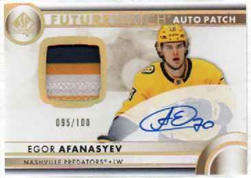 2023-24 SP Authentic AUTO 3-Color PATCH 095/100 Egor Afanasyev Predators #122
