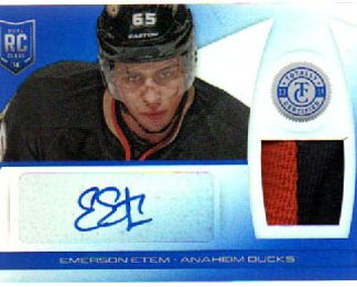 2013-14 Totally Certified MIRROR Platinum BLUE 2-Color PATCH AUTOGRAPH 06/10 Emerson Etem RC Ducks #169