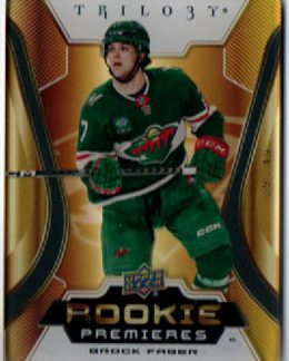 2023-24 UD Trilogy ROOKIE Premiers PLEXI 29/49 GOLD TINT Brock Faber Wild #RP-4