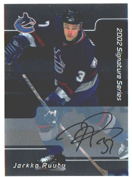 2002-03 BAP Signature Series AUTOGRAPH Baybacks Jarkko Ruutu Canucks #097