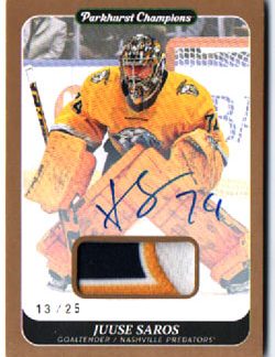 2023-24 Parkhurst AUTO - 3 Color PATCH 13/25 Juuse Saros (G) Predators #83