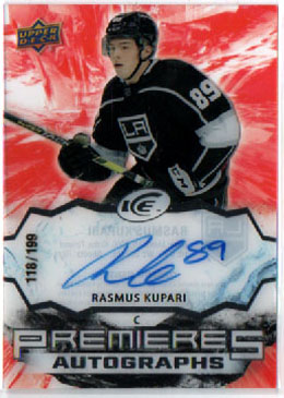 2021-22 UD Ice Hockey CLEAR CUT Premieres AUTOGRAPHS 118/199 Rasmus Kupari Kings #IPA-RK