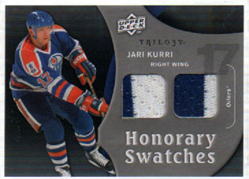 2009-10 UD Trilogy HONORARY SWATCHES Double 2-Colors JERSEYS Jari Kurri Oilers #HS-JK