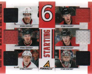 2011-12 Pinnacle STARTING 6 Gonchar-Michalek-Alfreddson-Lehner (G) -Karlsson-Spezza Senators #20
