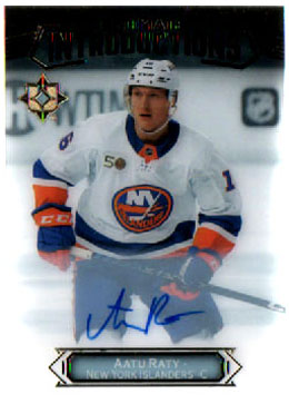 2022-23 Ultimate Collection INTRODUCTIONS AUTO Aatu Räty Islanders #UI-78