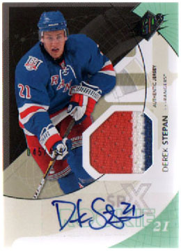 2010-11 SPx Hockey 3-Color JERSEY AUTOGRAPH 045/499 Derek Stepan Rangers #192