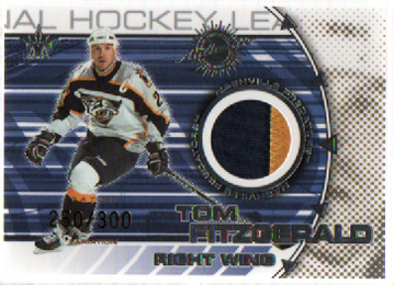 2000-01 Pacific Vanguard DUAL GAME WORN JERSEY PATCH 250/300 Tom Fitzgerald- Kimmo Timonen Predators #12 - Image 3