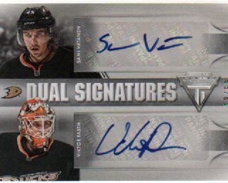 2013-14 Panini Titanium Rookie DUAL SIGNATURES Sami Vatanen-Viktor Fasth (G) RC Ducks #RDDUK