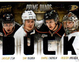 2013-14 Panini Prime QUAD JERSEYS 41/50 Etem- Andersen- Lindholm-Sami Vatanen RC Ducks #QEALV