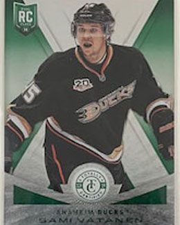 2013-14 Totally Certified MIRROW PLATINUM GREEN 5/5 Sami Vatanen RC Ducks #154